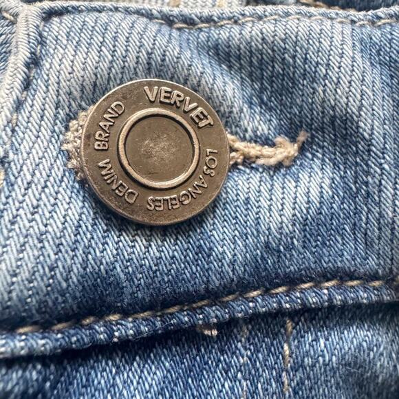 Vervet Skinny Jeans Women's Sz 27 Blue Raw hem High Rise Bodycon distressed - Picture 2 of 10